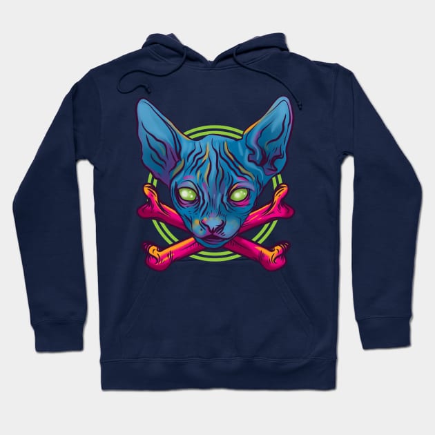 Cat and Cross Bones Hoodie by Manfish Inc.